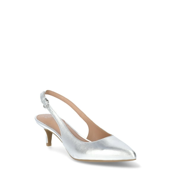 Time and Tru Women's Slingback Kitten Heel Pumps