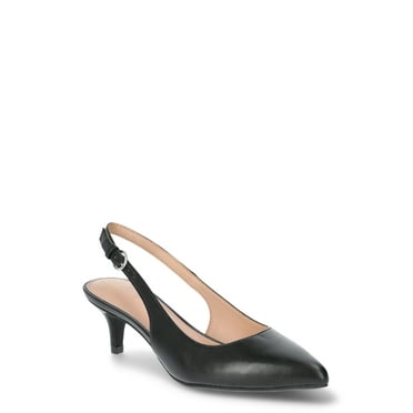 Time and Tru Women's Slingback Kitten Heel Pumps, Sizes 6-11