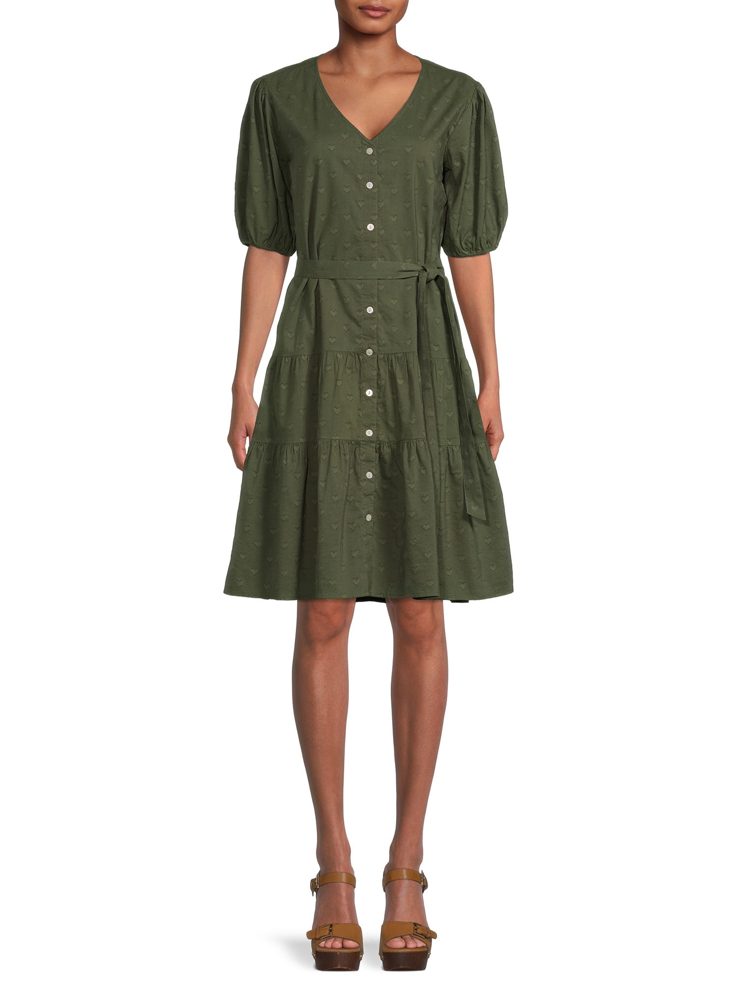 Time and Tru Women's Knee Length TShirt Dress with Chest Pocket