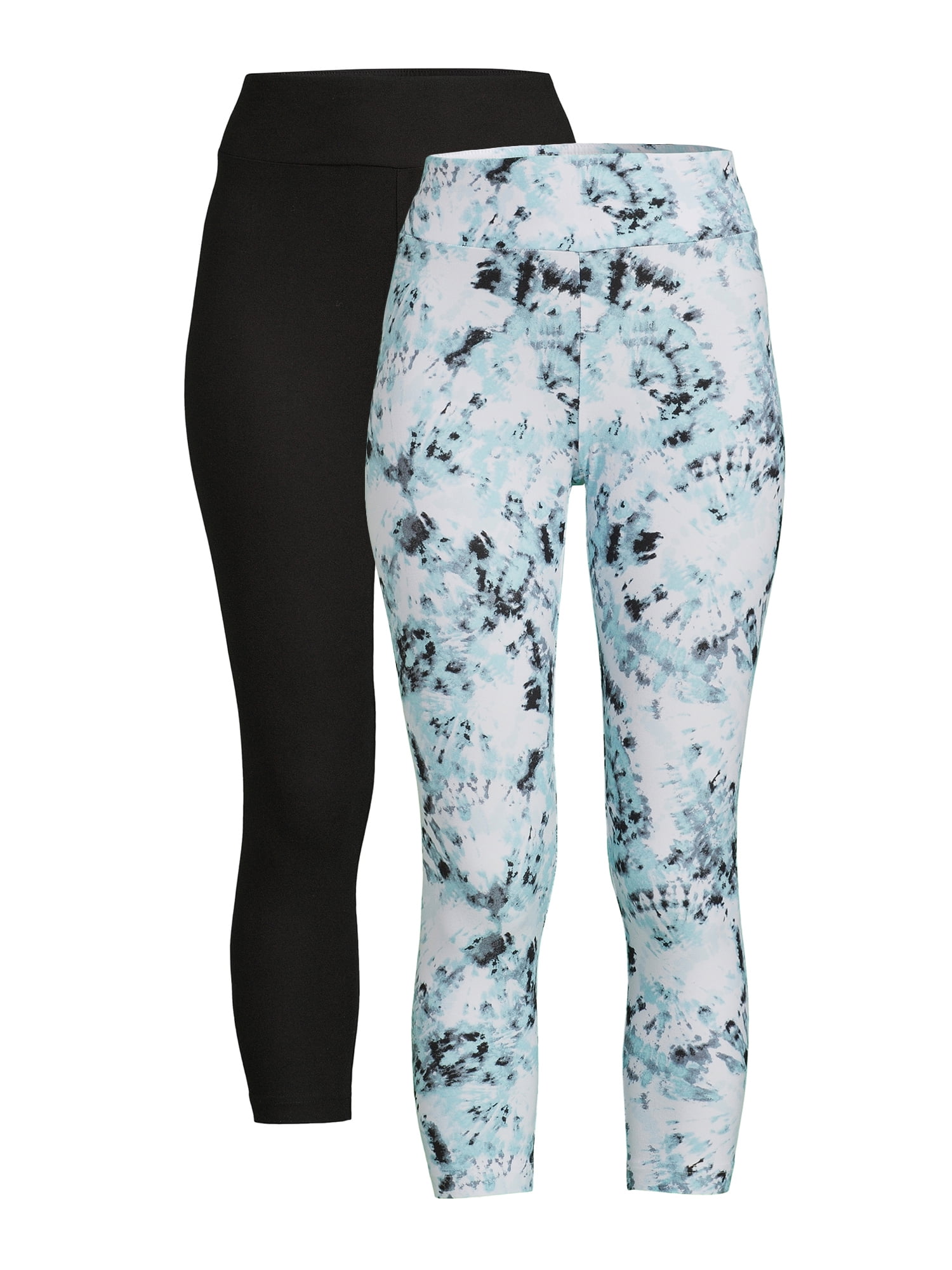 Time and Tru Women's Knit Capri Leggings, 2Pack