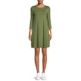 thumbnail image 1 of Time and Tru Women's Knit Dress with 3/4-Length Sleeves, 1 of 5