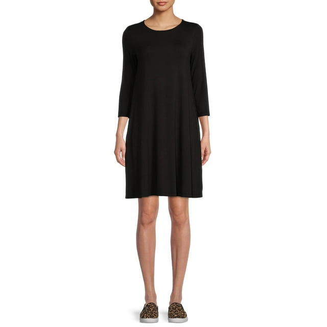 Time and Tru Women's Knit Dress with 3/4-Length Sleeves - Walmart.com