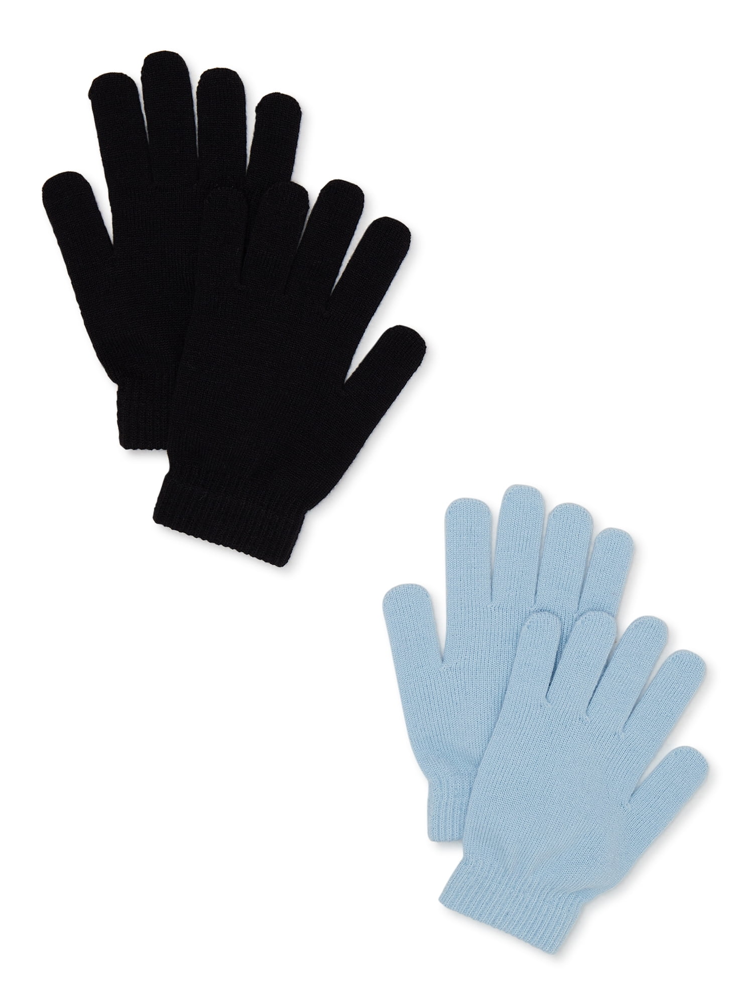 2-Pack Knit Soot Women\'s Black Gloves, Time and Tru