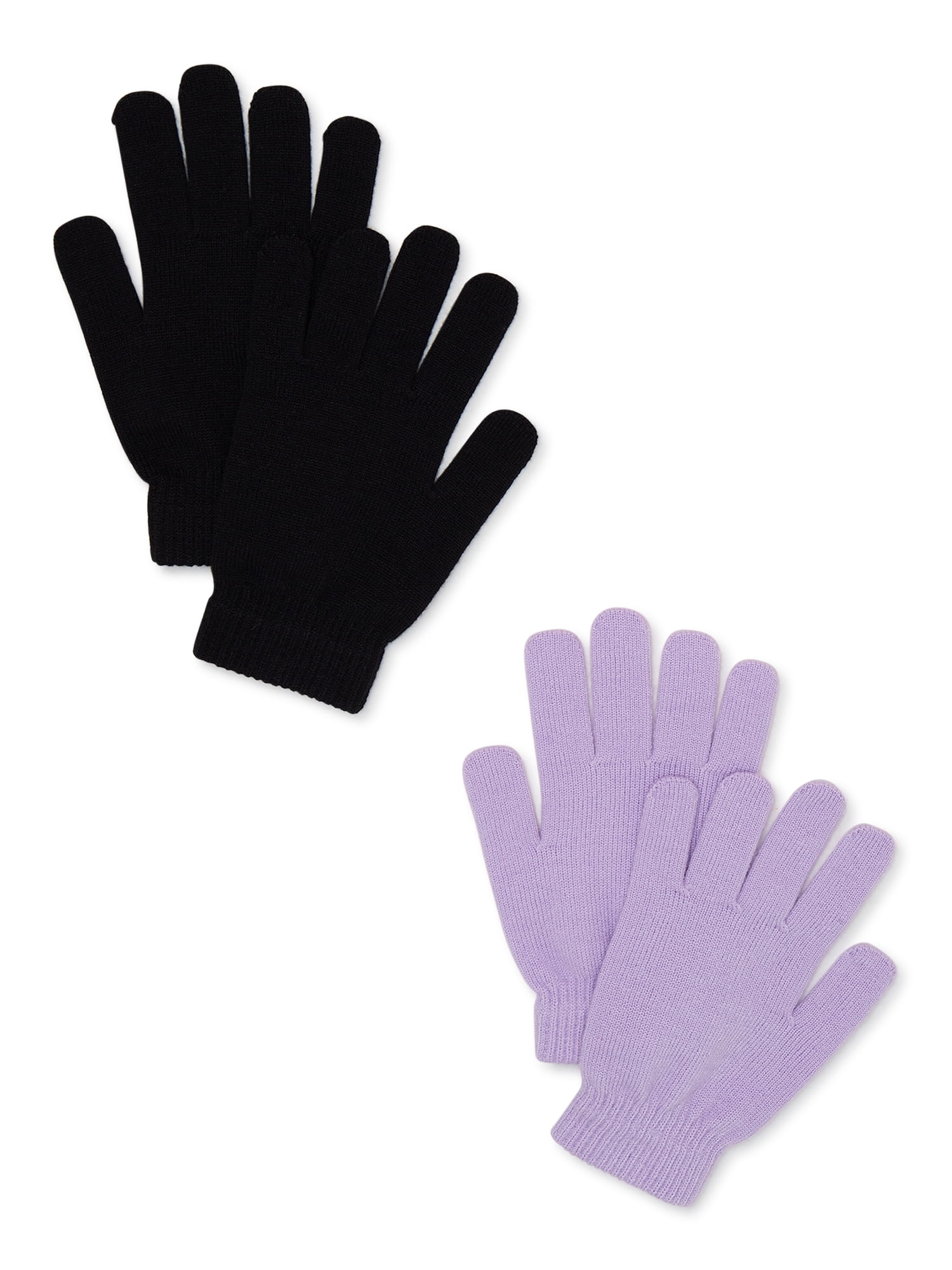 Time and Tru Women's Stretch Knit Gloves, 2Pack, Lovely Purple