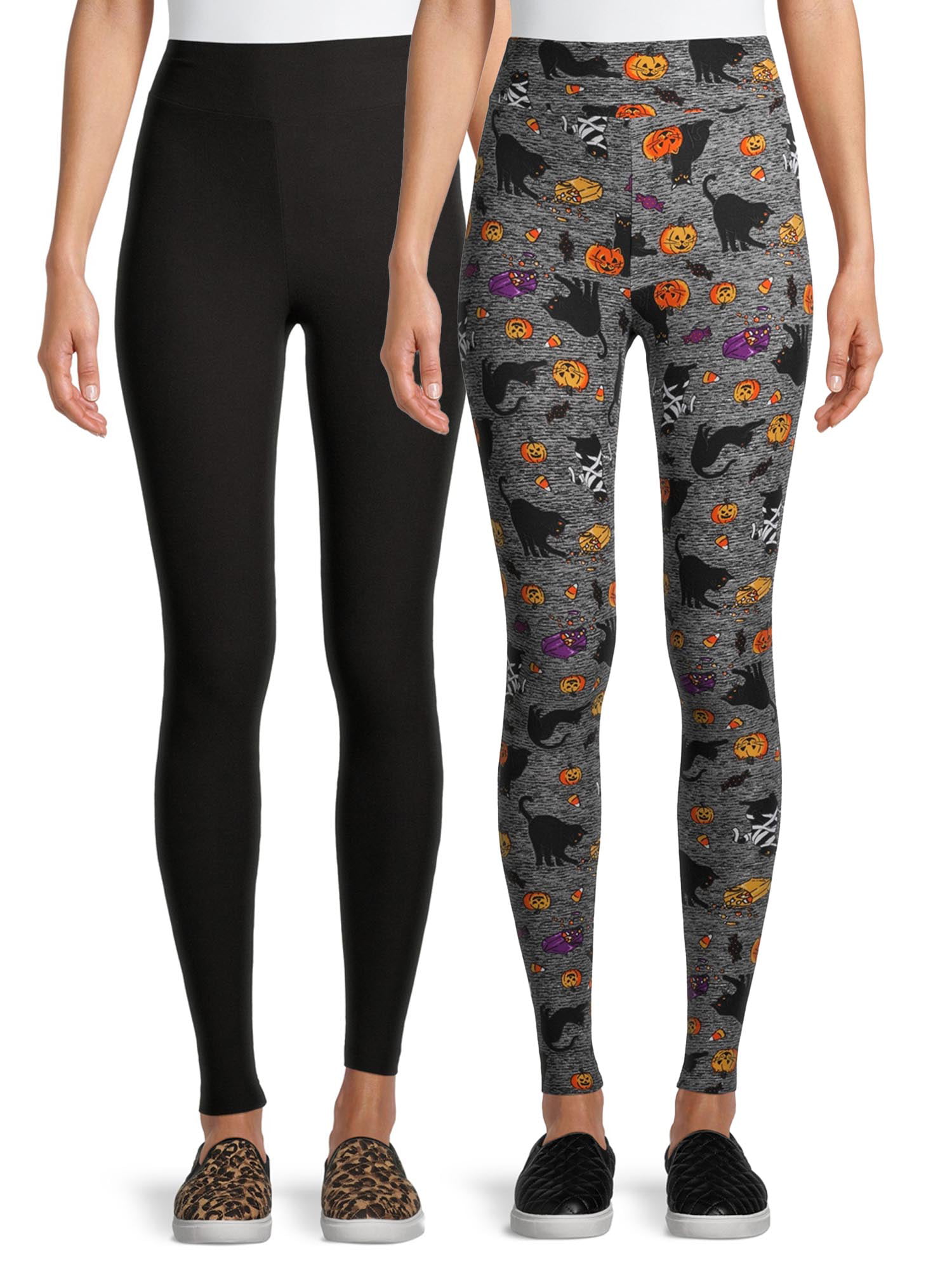 Time and Tru Women's Knit Halloween Leggings, 2-Pack