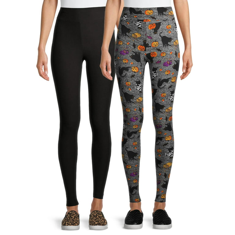 Time and Tru Women's Knit Halloween Leggings, 2-Pack 