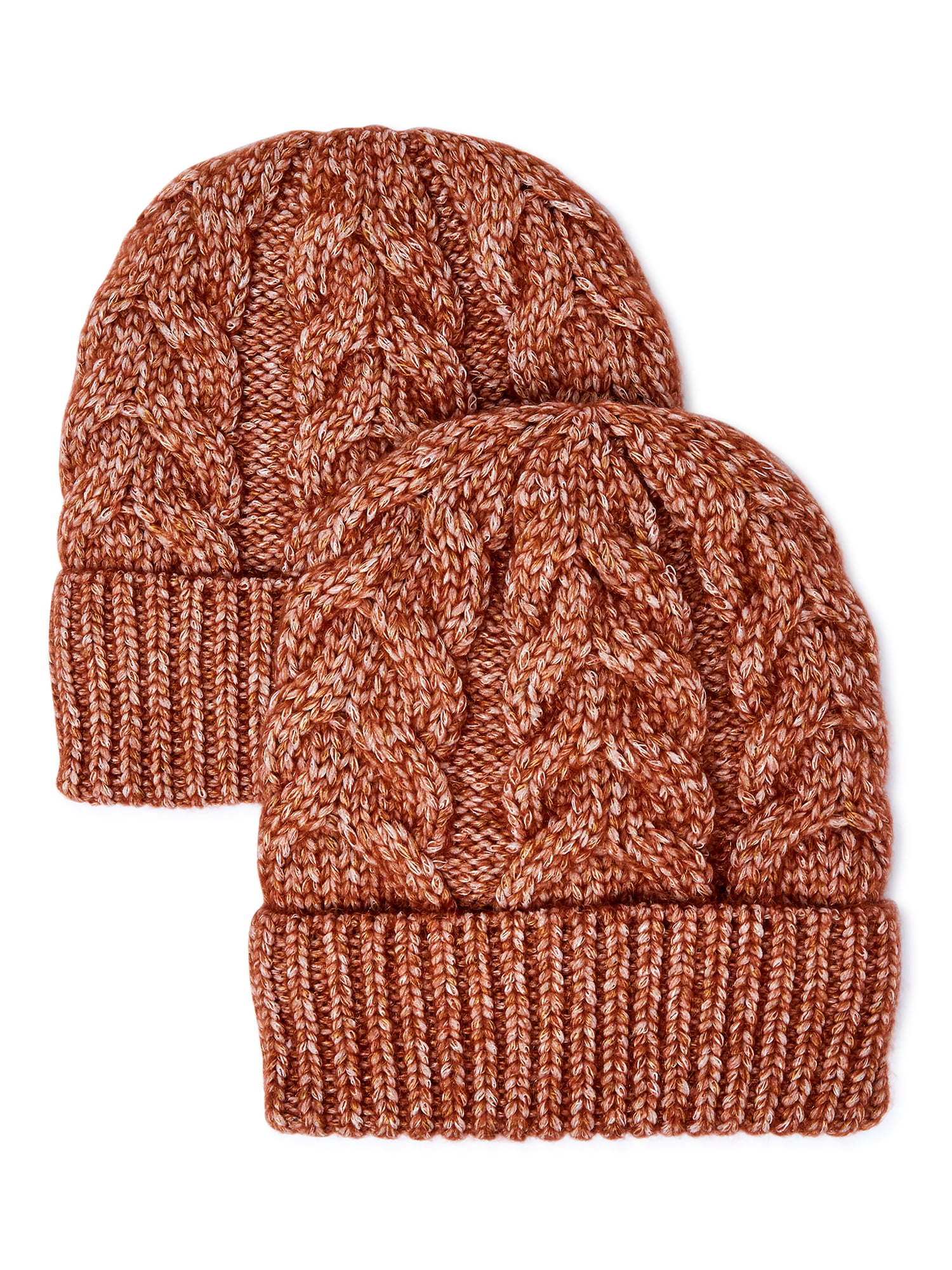 Time and Tru Women's Cable Knit Beanie, 2-Pack - Walmart.com