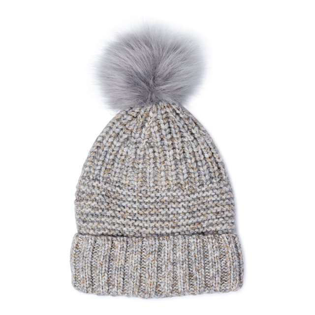 Time and Tru Women's Knit Hat with Pom Pom