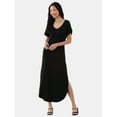 thumbnail image 1 of Time and Tru Women's Knit Maxi Dress with Short Sleeves, Sizes XS-XXXL, 1 of 3