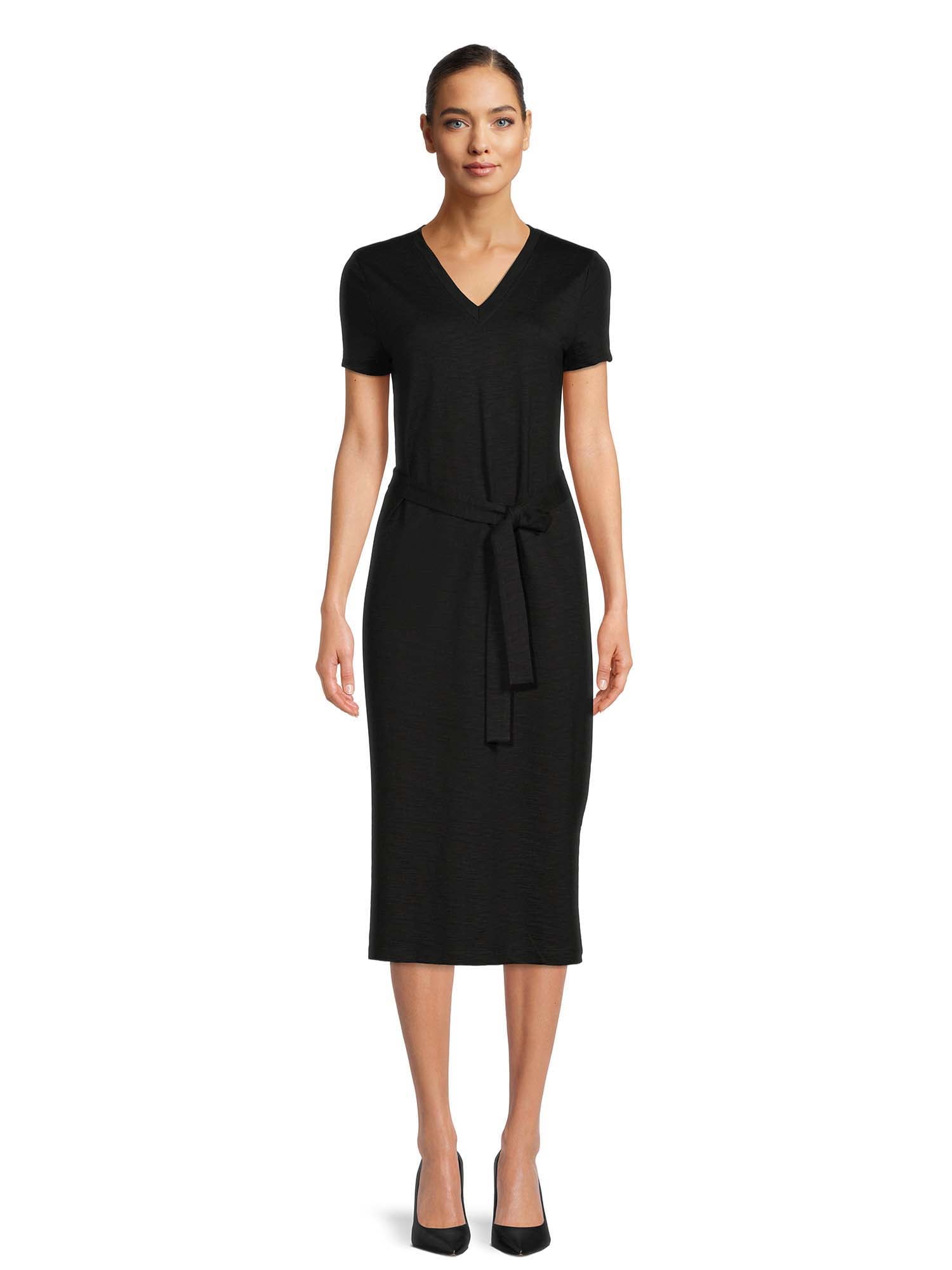 Time and Tru Women's Knit Midi Dress with Short Sleeves - Walmart.com