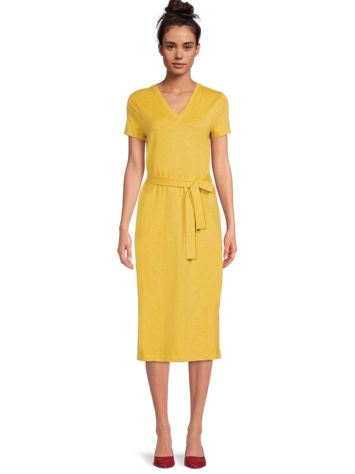 Time and Tru Women's Knit Midi Dress with Short Sleeves