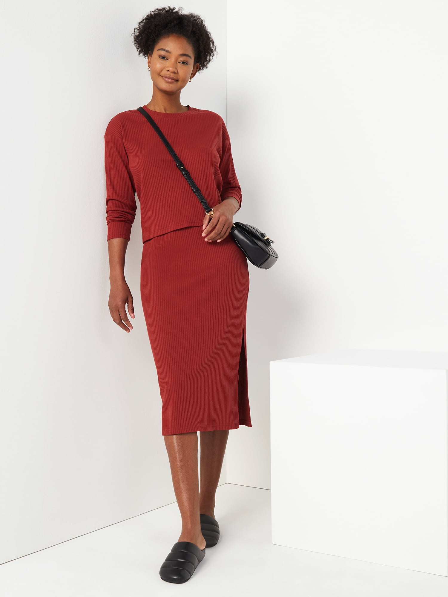 Midi skirt top outfit 64