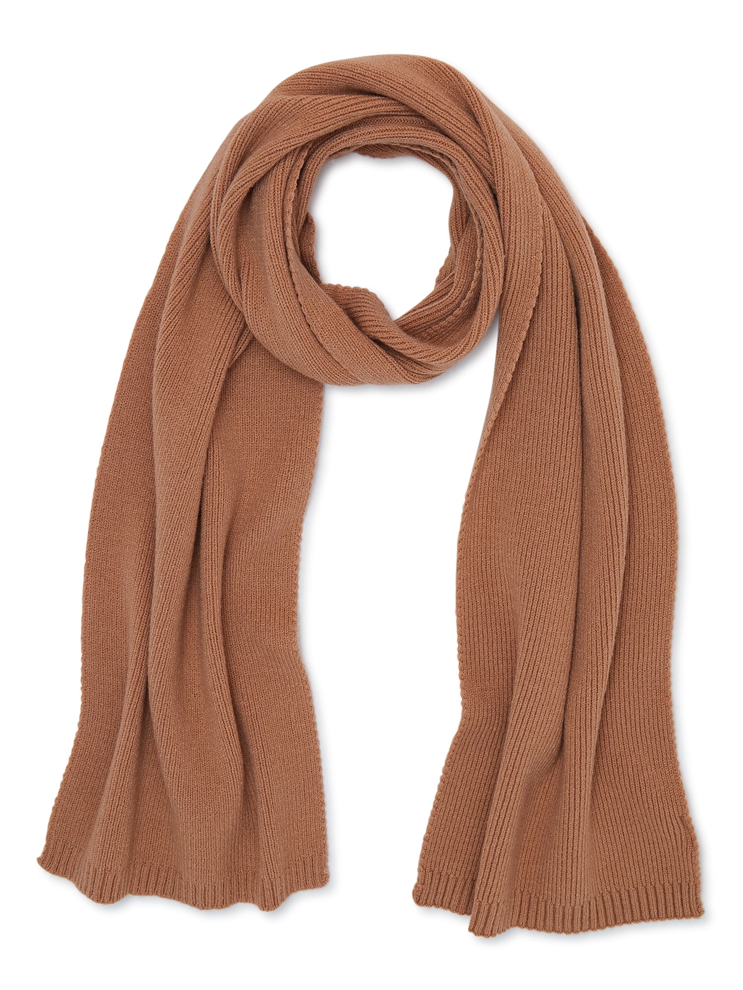 Time and Tru Women's Knit Scarf with Ribbed Trim