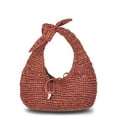 thumbnail image 1 of Time and Tru Women's Knot Top Straw Crescent Bag, Bronze, 1 of 5