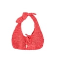 thumbnail image 1 of Time and Tru Women's Knot Top Straw Crescent Bag, Sunset Pink, 1 of 5