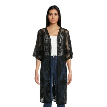 Time and Tru Women's Lace Layering Piece, L/XL, Black Soot