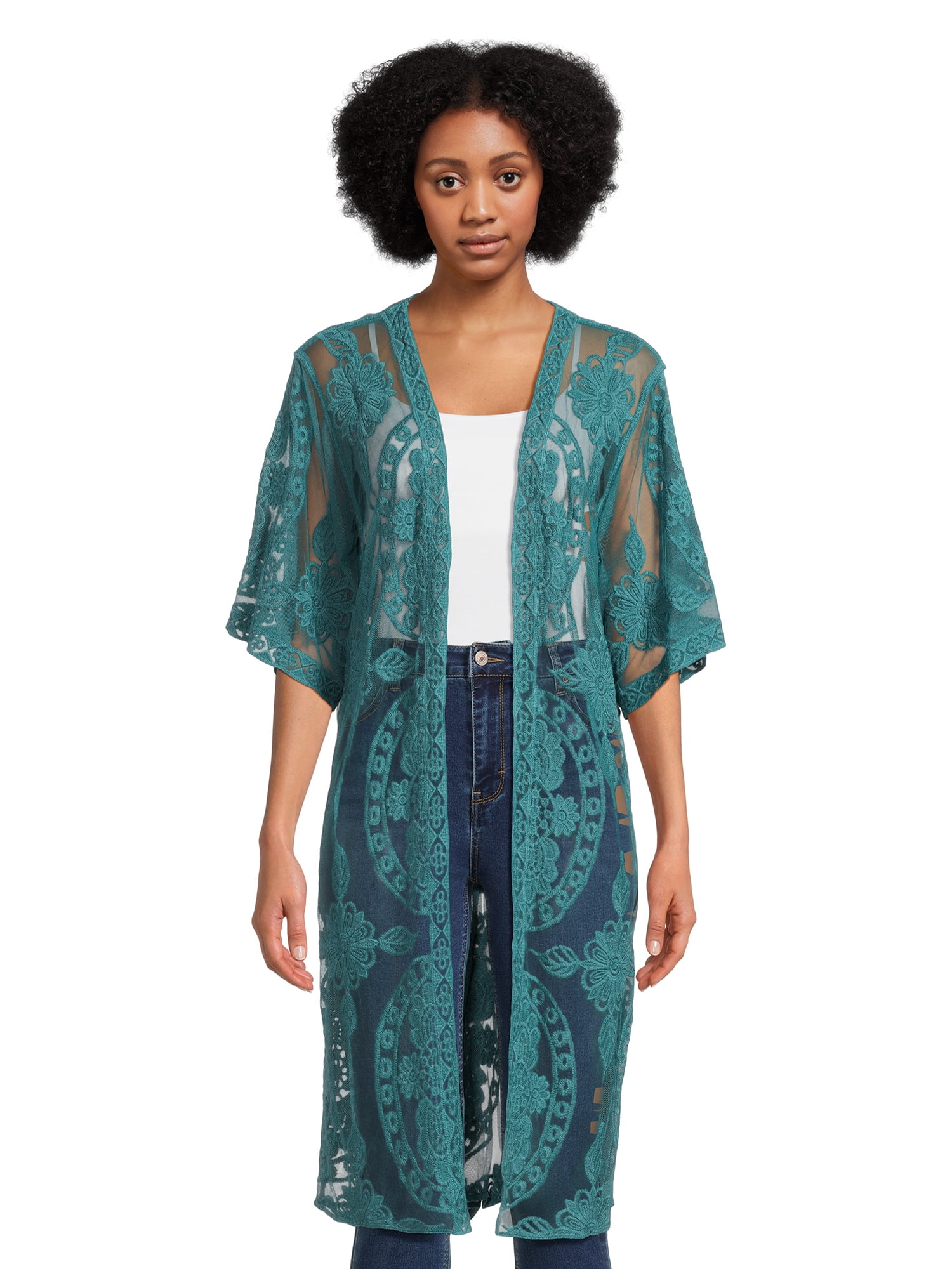 Time and Tru Women's Lace Layering Piece, L/XL, Teal