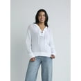 thumbnail image 1 of Time and Tru Women’s Lace Up Hoodie Sweater, Lightweight, Sizes XS-XXXL, 1 of 5