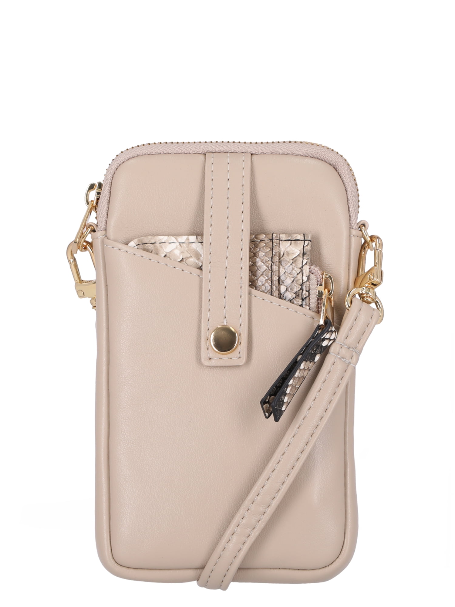 Time and Tru Women's Lanie Phone Wallet, Light Brown Snake