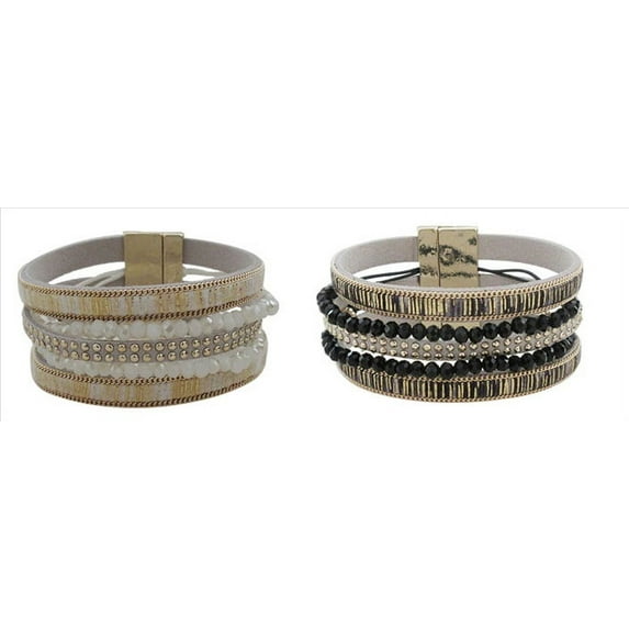 Time and Tru Women's Layered Bead Bracelet Set, 2-Piece