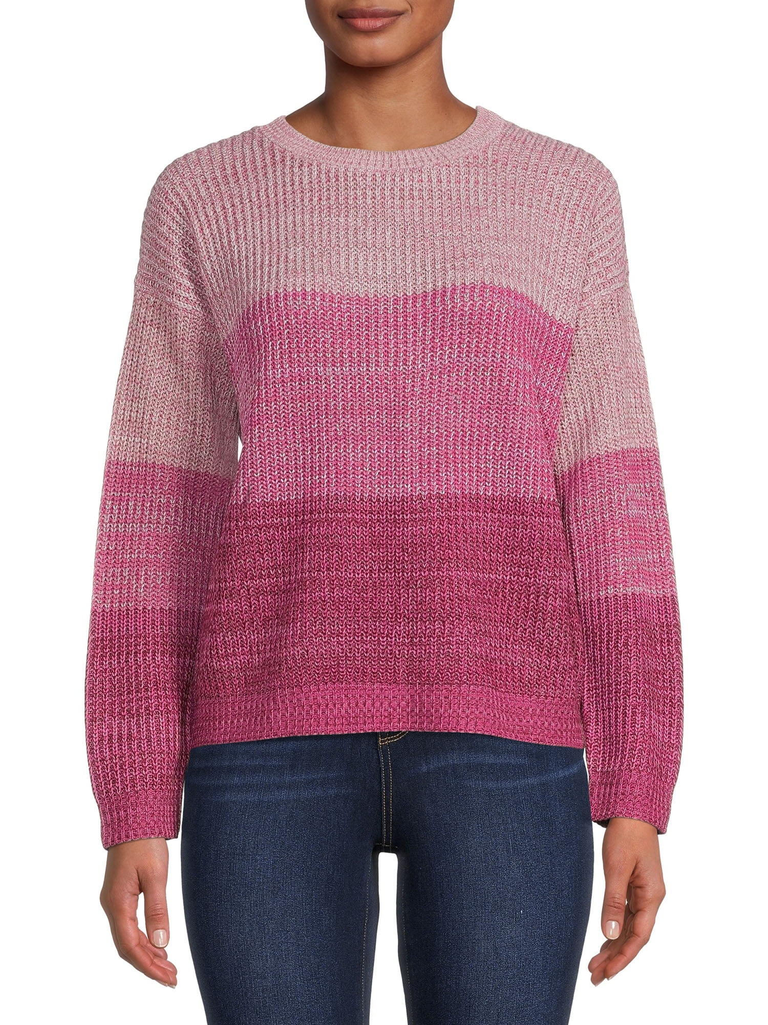 Time and Tru Women’s Lightweight Ombre Stripe Pullover Sweater ...
