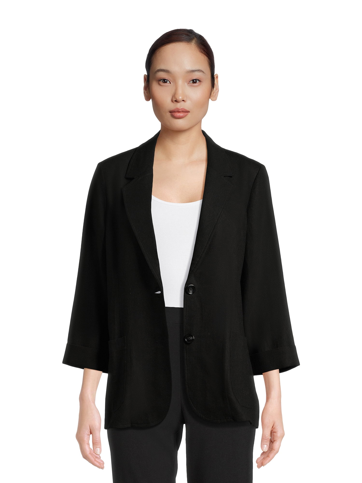 Jane – Tailored Twill Linen Jacket with Double-Button Front