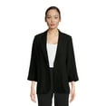 thumbnail image 1 of Time and Tru Women’s Linen-Blend Button Front Blazer with Patch Pockets, Sizes S-XXXL, 1 of 7