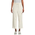 thumbnail image 1 of Time and Tru Women's Linen Blend Cropped Cargo Pants, 28" Inseam, Size XS-XXXL, 1 of 5