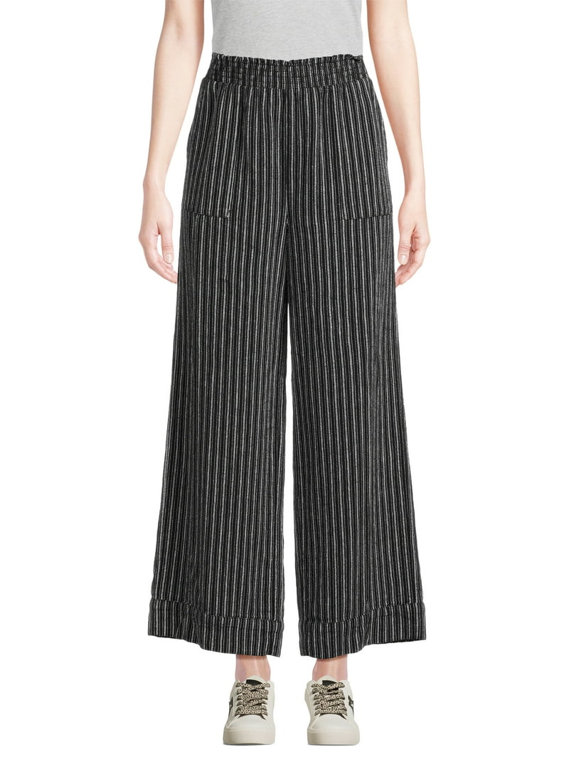 Time and Tru Women's Linen Blend Pants with Smocked Waist
