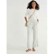 Time and Tru Women's Linen Blend Pants with Smocked Waist, 29" Inseam, Sizes XS-XXXL