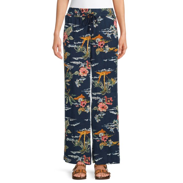 Time and Tru Women's Linen Blend PullOn Pants