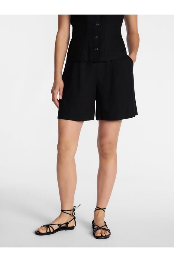 Women's Linen Blend Shorts, 5" Inseam, Sizes XS-XXXL