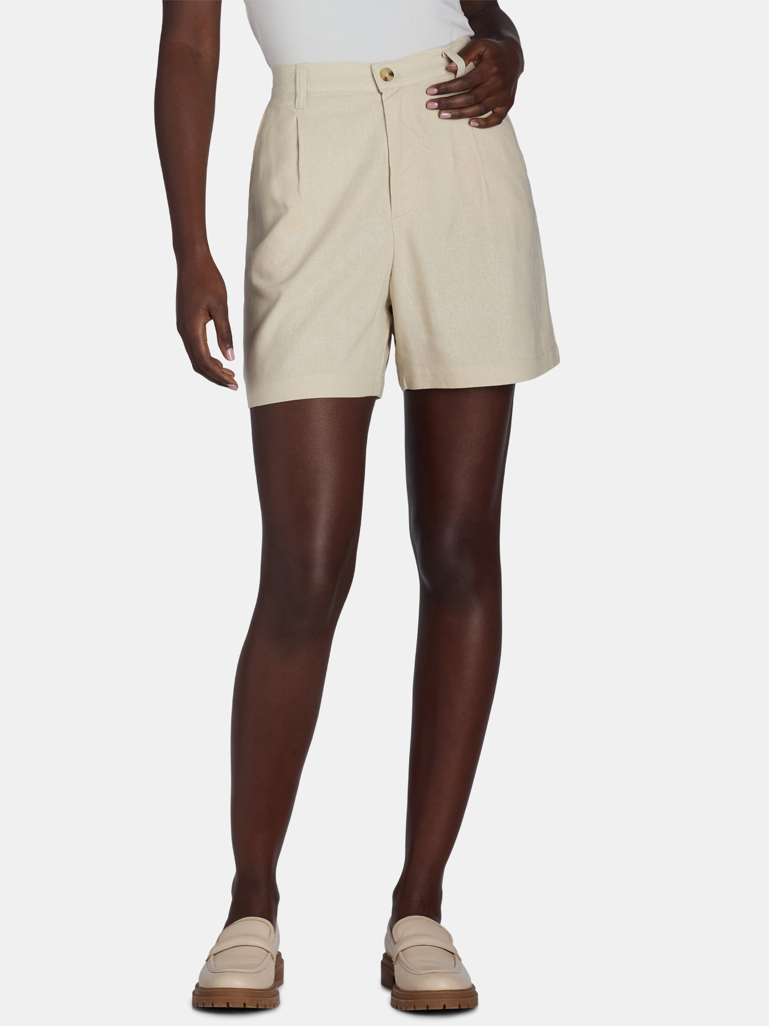 Walmart Saving of  Time & Tru Women's Linen-Blend Shorts, 5” Inseam, XS-XXXL, Lightweight & Comfortable