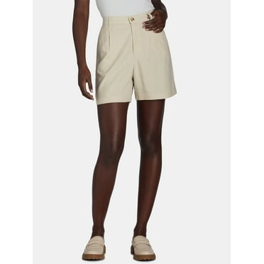 Time and Tru Women’s Linen Blend Shorts, 5” Inseam, Sizes XS-XXXL