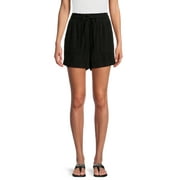 Time and Tru Women's Linen Blend Shorts with Smocked Waist, Sizes XS-XXXL