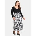 thumbnail image 1 of Time and Tru Women's and Women’s Plus Linen Blend Midi Skirt with Side Slit, Sizes XS-4X, 1 of 4