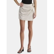Time and Tru Women's Linen-Blend Wrap Skort, 4 1/2" Inseam, Sizes XS-XXXL
