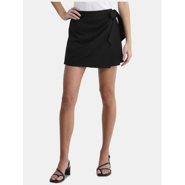 Time and Tru Women's Linen-Blend Wrap Skort, 4 1/2" Inseam, Sizes XS-XXXL