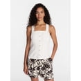 thumbnail image 1 of Time and Tru Women's Linen Blend Button Front Tank Top with Adjustable Straps, Sizes XS-XXXL, 1 of 6