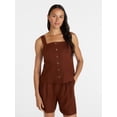 thumbnail image 1 of Time and Tru Women's Linen Blend Button Front Tank Top with Adjustable Straps, Sizes XS-XXXL, 1 of 6