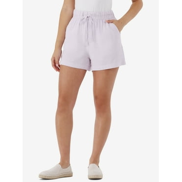 Time and Tru Women's Linen Blend Pull On Shorts, 3.5" Inseam, Sizes XS-XXXL