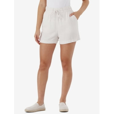 Time and Tru Women's Linen Blend Pull On Shorts, 3.5" Inseam, Sizes XS-XXXL