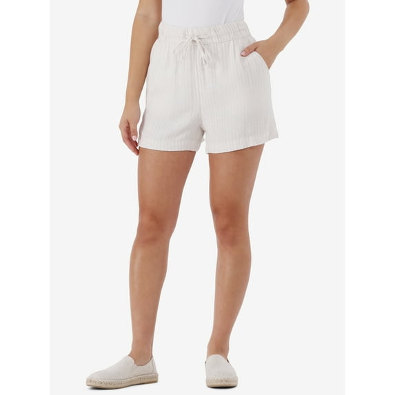 Time and Tru Women's Linen Blend Pull On Shorts, 3.5" Inseam, Sizes XS-XXXL