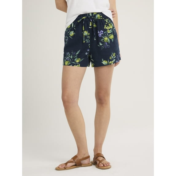 Time and Tru Women's Linen Pull-On Shorts, Sizes XS - XXXL