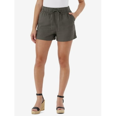Time and Tru Women's Linen Blend Pull On Shorts, 3.5" Inseam, Sizes XS-XXXL