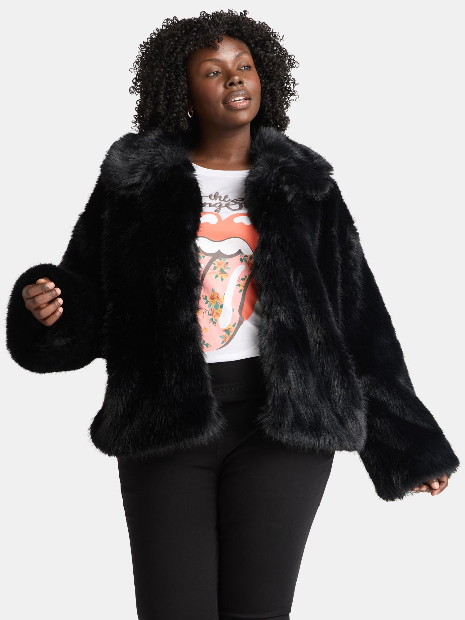 Time and Tru Women's Long Faux Fur Jacket, Sizes XS-3X - Walmart.com