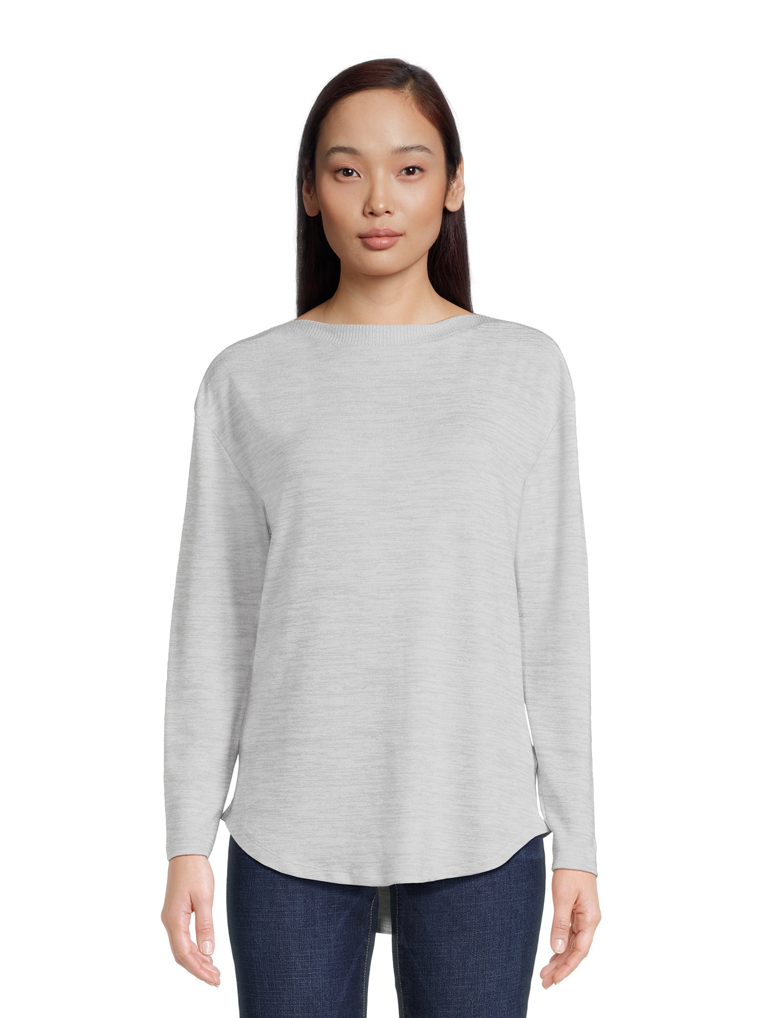 Time and Tru Women's Long Sleeve Boat Neck Top, Sizes XS-XXXL