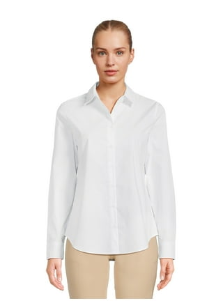 Womens white best sale dress shirt walmart