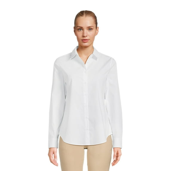 Time and Tru Women's Long Sleeve Button Down Shirt