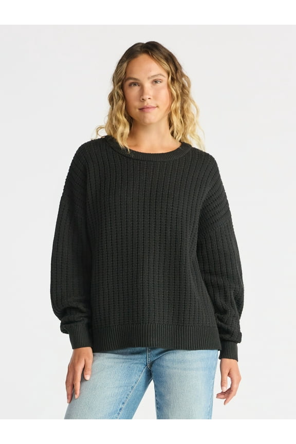 Women's and Women’s Plus Textured Stitch Sweater, Midweight, Sizes XS-4X